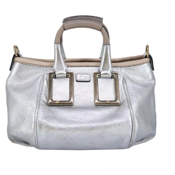 Chloe Etel Hand Bag Leather 2way Silver Auth - Picture 13 of 16